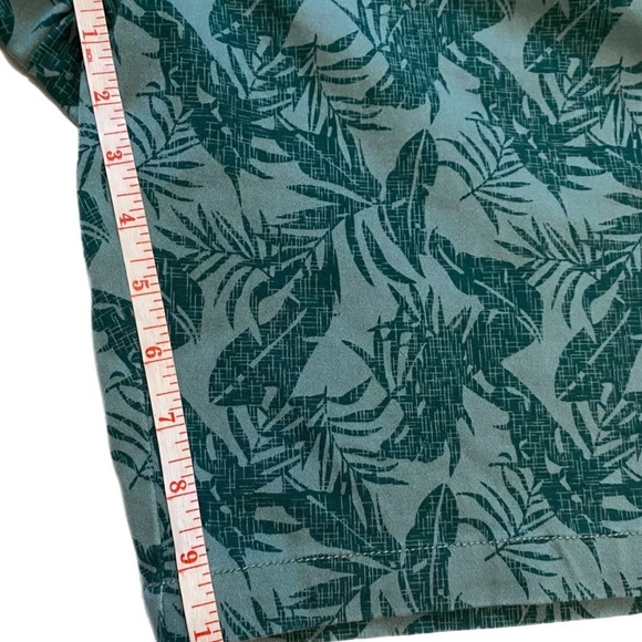 BERKLEY JENSEN Mens Sz 38 Tropical Teal Green Leaf Print Shorts Flat Front - Picture 4 of 8